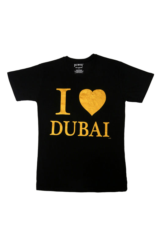 I Love Dubai Men T-Shirt With Gold Print