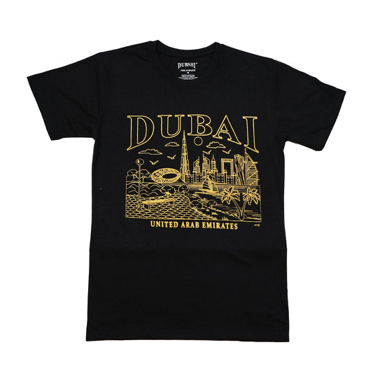 Dubai T-Shirt Black Gold D-200