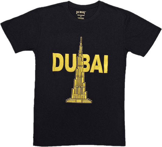 Dubai T-Shirt Black Gold Burj Khalifah