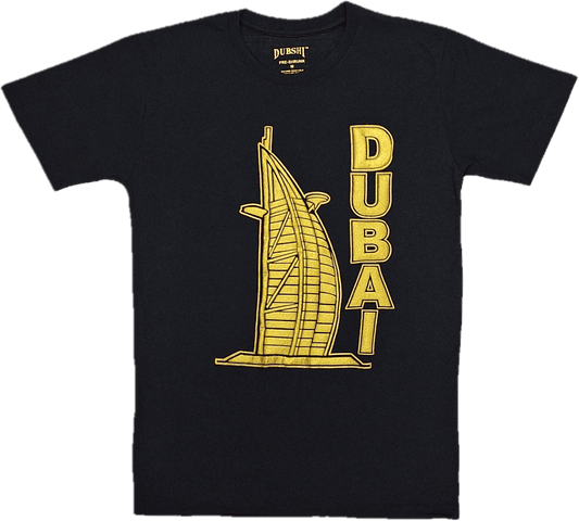 Dubai T-Shirt Black Gold Burj Arab
