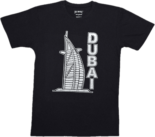 Dubai T-Shirt Black Silver Burj Arab