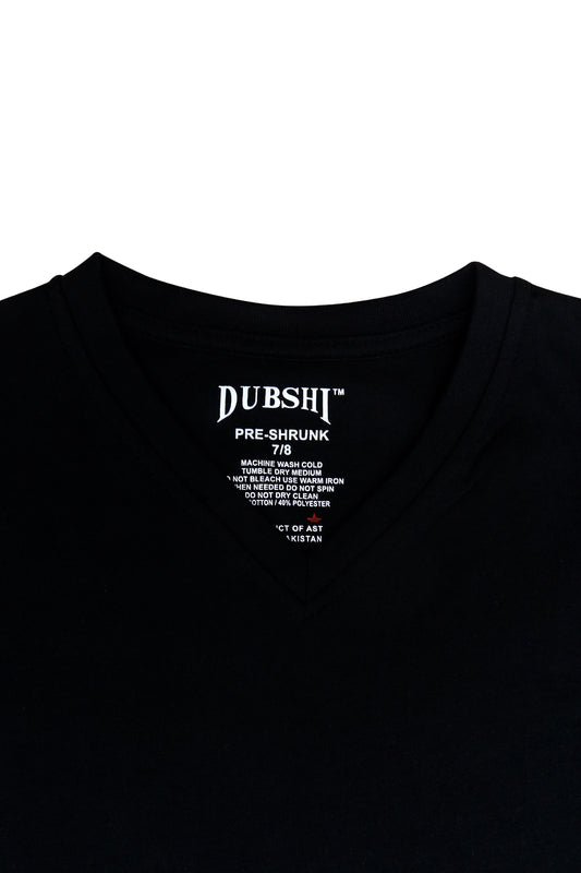 Kids Black Vneck T-Shirt