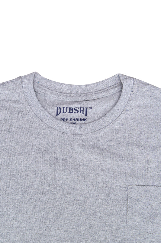 Kids Heather Grey Round Neck with Pocket