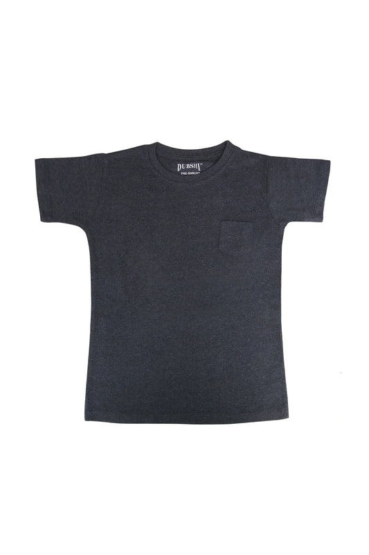 Kids Charocal Round Neck with Pocket