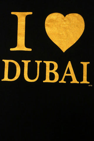I Love Dubai Men T-Shirt With Gold Print