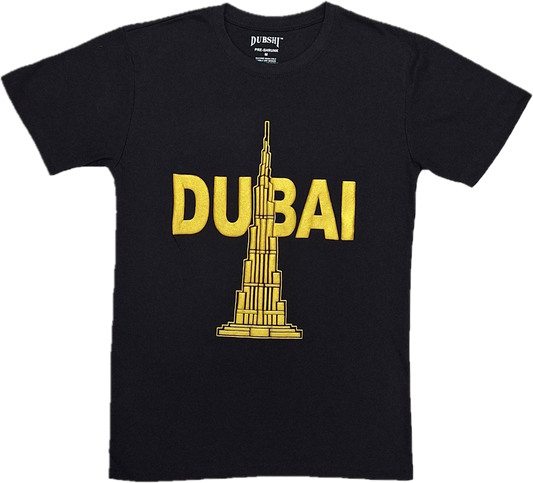Dubai T-Shirt Black Gold Burj Khalifah