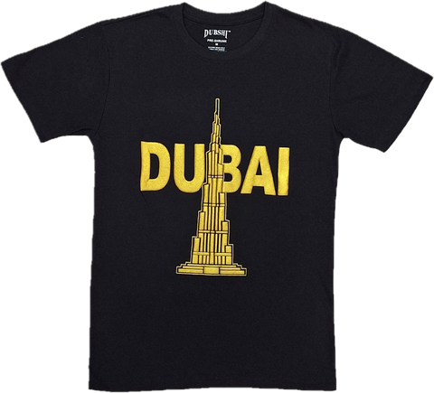 Dubai T-Shirt Black Gold Burj Khalifah