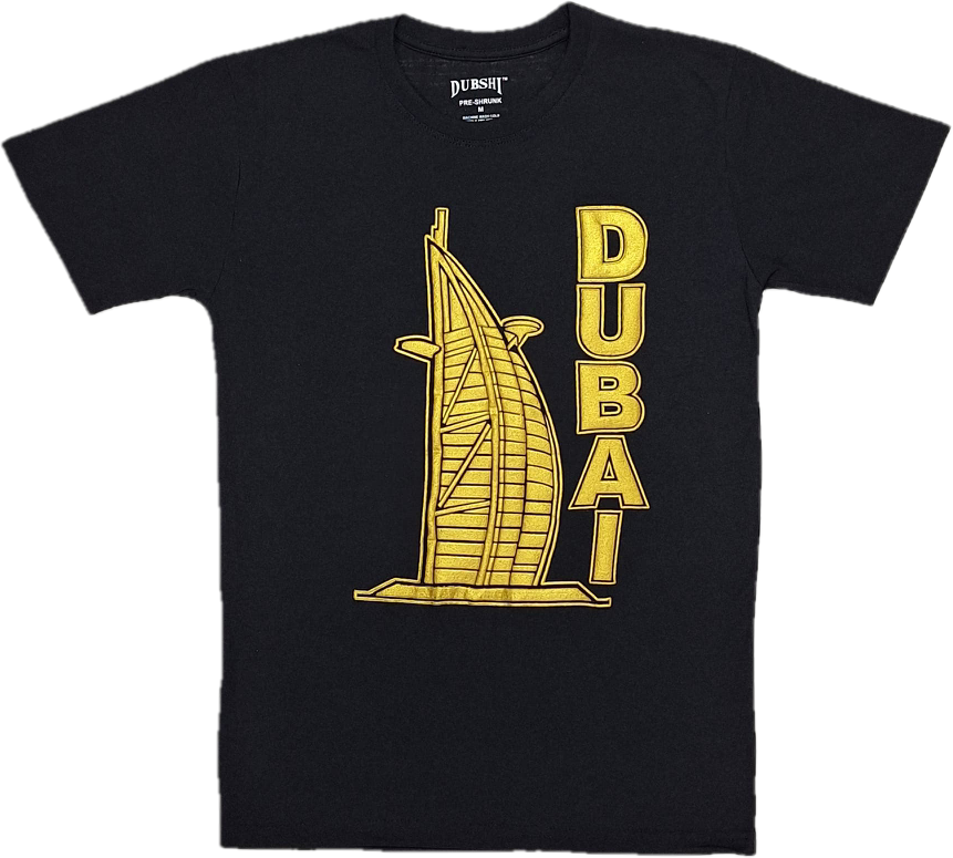 Dubai T-Shirt Black Gold Burj Arab