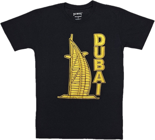 Dubai T-Shirt Black Gold Burj Arab