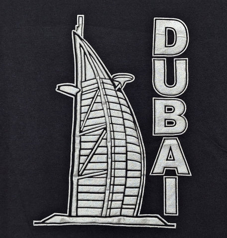 Dubai T-Shirt Black Silver Burj Arab