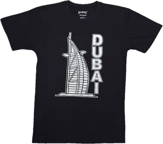 Dubai T-Shirt Black Silver Burj Arab