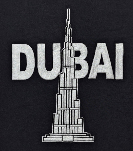Dubai T-Shirt Black Silver Burj Khalifah