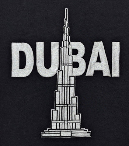Dubai T-Shirt Black Silver Burj Khalifah