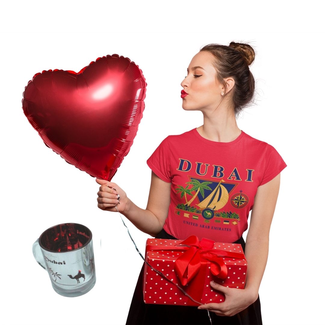 T-shirt ng Valentine Ladies Red D-79 na may Electro Mug