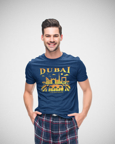 Men Dubai T-Shirt Maikling Manggas Rainbow D-150O