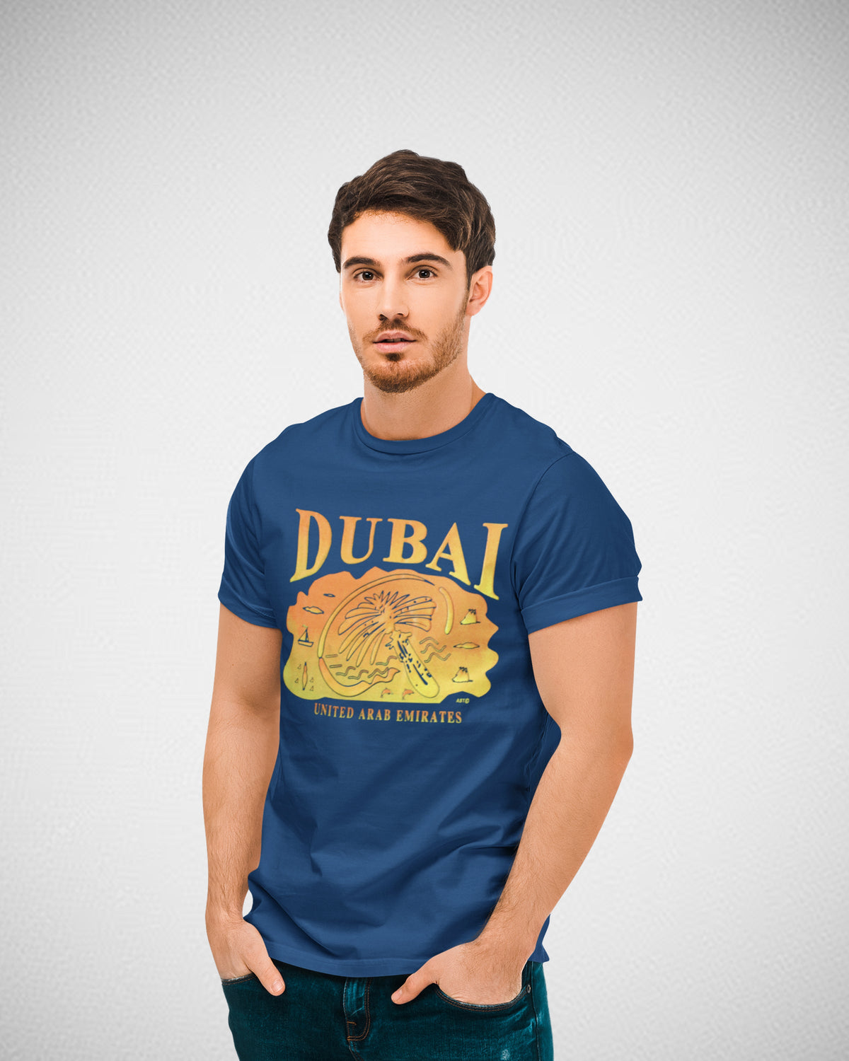 Men Dubai T-Shirt Maikling Manggas Rainbow D-99O